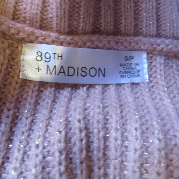 89th + Madison 3/4 Sleeve Button Detail Metallic Sweater Small Rose - Picture 7 of 8